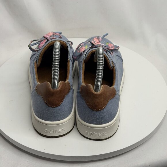 Aetrex Shoes Womens 7 Renee Arch Support Sneakers Blue Canvas Lace Up Low Top - Picture 5 of 8